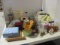 Half Table Lot-Candle Holders, Waste Basket, Tissue Box Cover, Photo Frames,