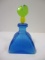 Blue Art Glass Perfume Bottle with Geometric Dabber