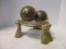 Brass Tassel Stand with Glass Insert with Three Decorative Orbs
