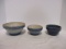 Three Vintage Salt Glaze Mixing Bowls