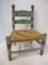 Vintage Handpainted Folk Art Child's Chair with Rush Seat