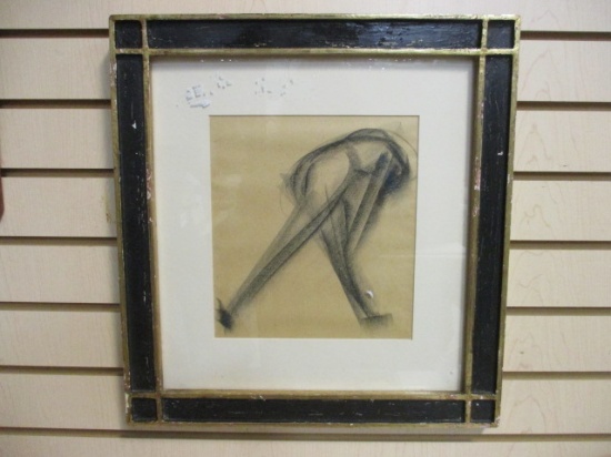 Original Nude Woman Form Charcoal Drawing