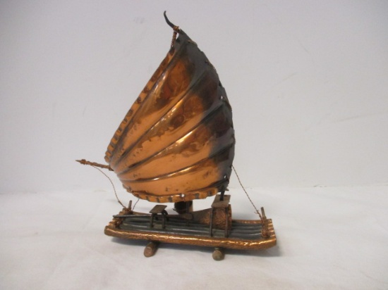 Clakau Copper Chinese Sailboat Sculpture