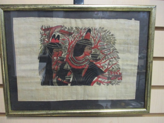 Framed and Matted Egyptian Papyrus Artwork
