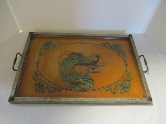 Vintage Reverse Painted Serving Tray