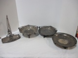 Three Victorian Silverplated Bride Baskets and Condiment Stand