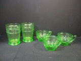 Vintage Green Uranium/Vaseline Glass Tumblers and Cups