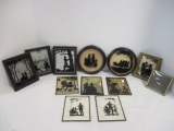 Grouping of Vintage Framed Silhouettes-Most Have Convex Glass