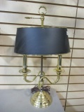 Brass 2 Arm Bouillotte Style Lamp with Metal Shade