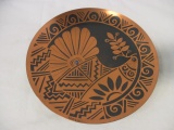Copper Aztec Design Bird Plate with Natural Polished Stone Accents