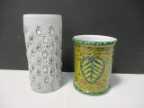 Italian Pottery Vase and Textured Grey Post Modern Pottery Vase