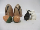 Fitz & Floyd Black/White Sheep Shakers, Turned Studio Pottery Shakers and