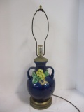 Pottery Handled Vase Lamp with Applied Berries