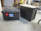 Two Black Heavy Duty Totes  Lids