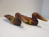 Two Hand Carved Ginkgo Craft Duck Decoys