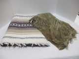 Southwestern Style Cotton Woven Throw and Chenille Throw