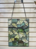 Ginkgo Leaf Design Stained Glass Style Window Hanger Panel