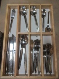 38 Pieces of WMF Cromargan Stainless Steel Flatware in Wood Organizer