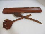 Hand Made Cherry Wood Spoon and Fork and French Bread/Cracker Tray
