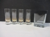 Set of 4 Bailey Irish Cream Shot Glasses and Whiskey Wedge Glass
