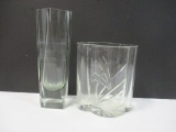 Two Shaped Clear Glass Vases