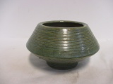 Midcentury Pottery Ribbed Disc Vase