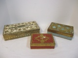 Two Florentine Trinket Boxes and Tissue Cover Box