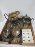 Silverplated Pitcher, Shakers, Napkin Rings, Cups, Saucers, Photo Frame, etc.