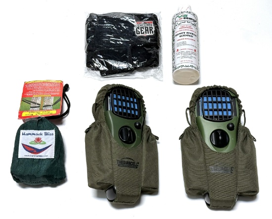 Outdoor Lot - (2) Thermacell Mosquito Protectors, Hammock Straps, Ankle Holster, and More