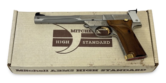 NIB Mitchell Arms / High Standard Trophy II Stainless/Gold .22 LR Semi-Automatic Target Pistol