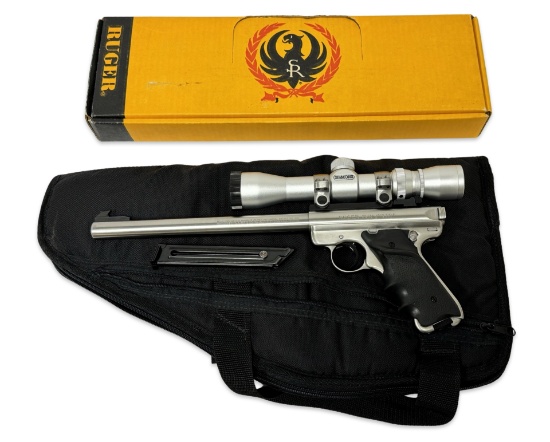 NIB Rare Ruger Mark II Target Stainless MK-10 Bull Barrel Semi-Automatic Pistol w/ Scope