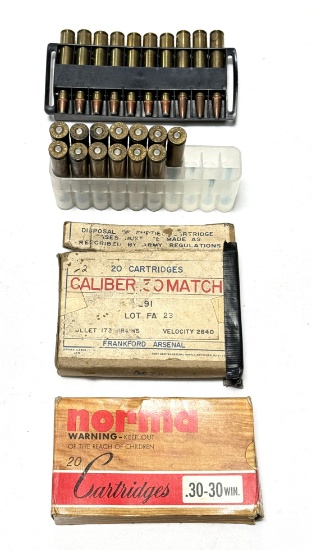 Rifle Ammunition Lot - (12) .30-30, (24) .30-06, (13) .338 Win. Mag.