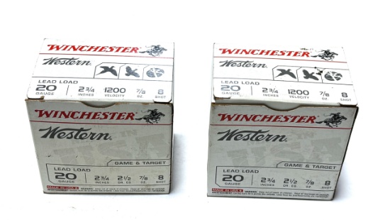 NIB (50) Shot Shells of 20GA. 2-3/4” 8-Shot Winchester Lead Load Ammo