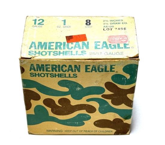Vintage NIB (25) Shot Shells of 12 GA. 2-3/4” 8-Shot American Eagle Ammo
