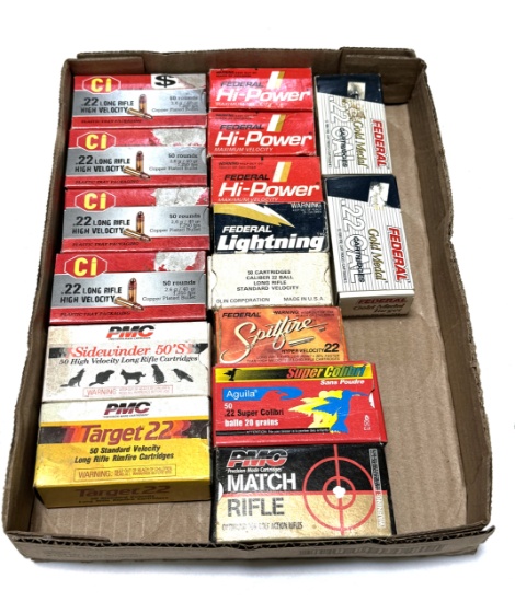 (16) Boxes of Factory .22 LR Ammunition
