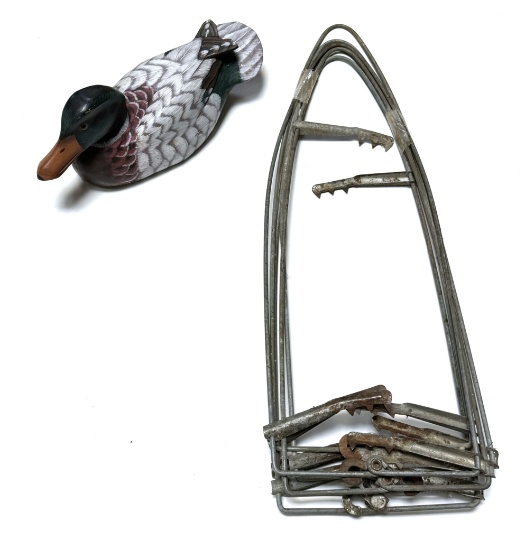 (5) Quick Dry Fur Stretchers and Wooden Mallard Decoy Duck 