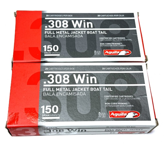 NIB 40rds. Of .308 WIN. 150gr. FMJ Aguila Ammunition