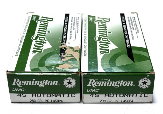 NIB 100rds. Of .45 AUTO 230gr. MC Remington Brass Ammunition 