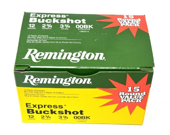NIB (15) Shot Shells of 12 GA. 2 3/4" Remington Express 00BK Buckshot