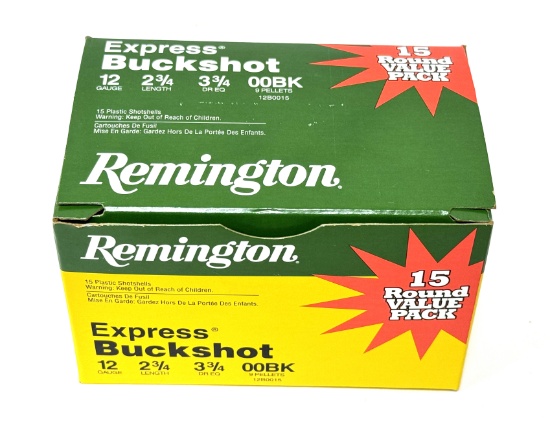 NIB (15) Shot Shells of 12 GA. 2 3/4" Remington Express 00BK Buckshot