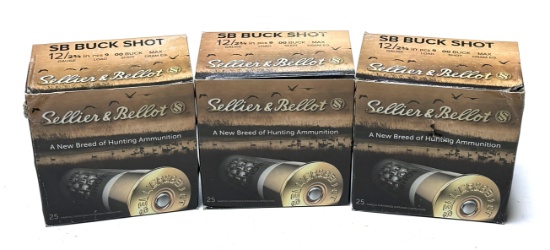 NIB (75) Shot Shells of 12GA. 2-3/4” 00 Buckshot Sellier and Bellot Ammunition