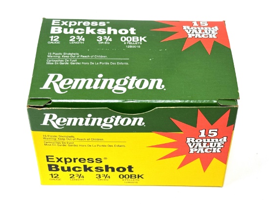 NIB (15) Shot Shells of 12 GA. 2 3/4" Remington Express 00BK Buckshot
