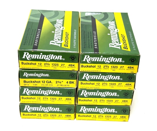 NIB (40) Shot Shells of 12 GA. 2 3/4" Remington 4BK Buckshot