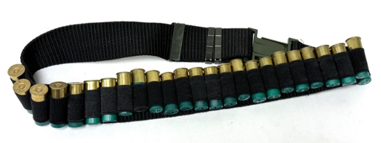 Shotgun Shell Ammo Belt with (25) 12 GA. 4BK Buckshot
