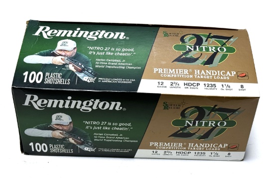 NIB (100) Shot Shells of 12 GA. 2-3/4” 8-Shot Remington Nitro 27 Competition Target Load Ammo 