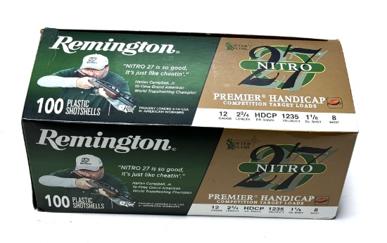NIB (100) Shot Shells of 12 GA. 2-3/4” 8-Shot Remington Nitro 27 Competition Target Load Ammo 