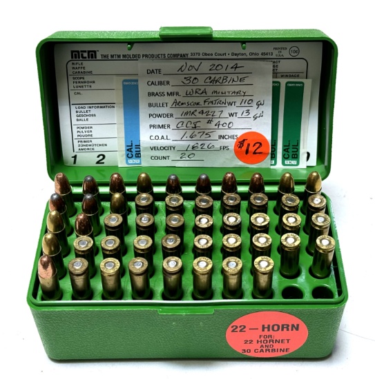 48rds. Of .30 CARBINE 110gr. FMJ Reloaded Ammunition 
