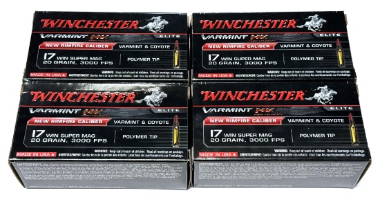 NIB 200rds. Of .17 WSM 20gr. Polymer Tip Winchester Varmint HV Ammunition 