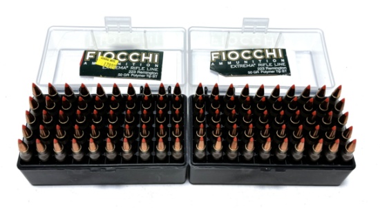 New Factory 100rds. Of .223 REM. 50gr. Polymer Tip BT Fiocchi Ammunition in Cases