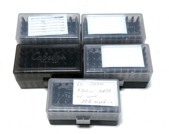 250rds. Of .223 REM. / 5.56mm NATO FMJ Brass Ammunition in Cases